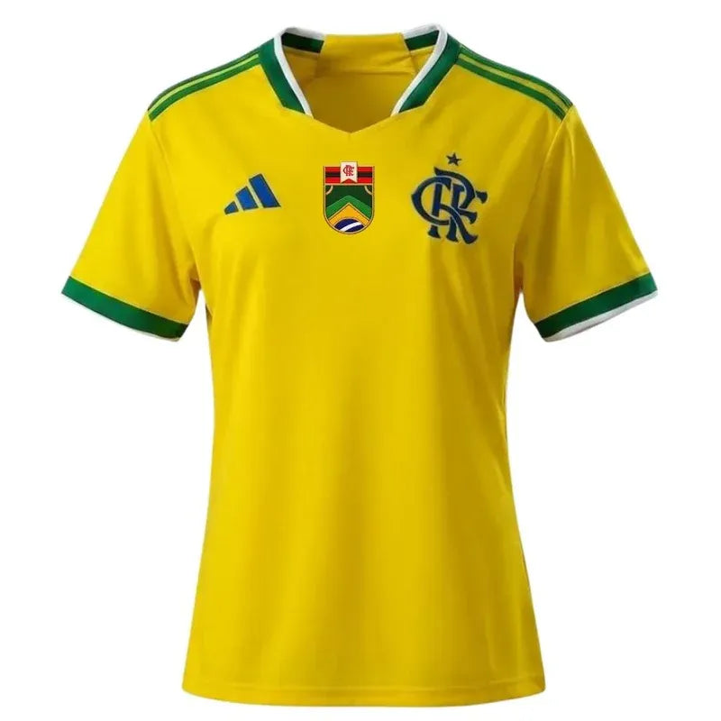 Camisa Flamengo Brasil 2026/2027 Amarela Torcedor Feminina